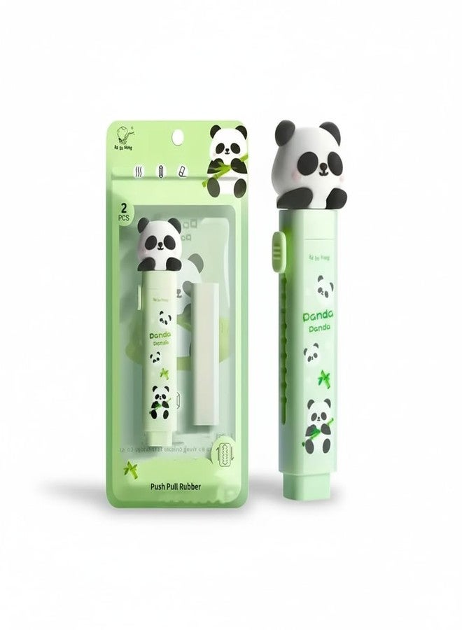 Parshya Push Pull Rubber Eraser Pen with Cute Topper | 2 PCS Refillable Mechanical Pencil Rubber | Non-Toxic, Kid-Friendly Stationery for Drawing & Homework - Image 1